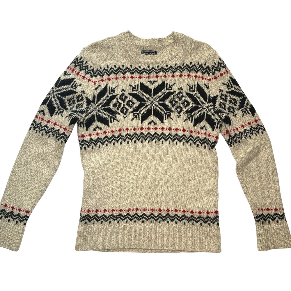 A&F Holiday Fair Isle Knit Sweater Wool Blend Womens Small Christmas Preppy